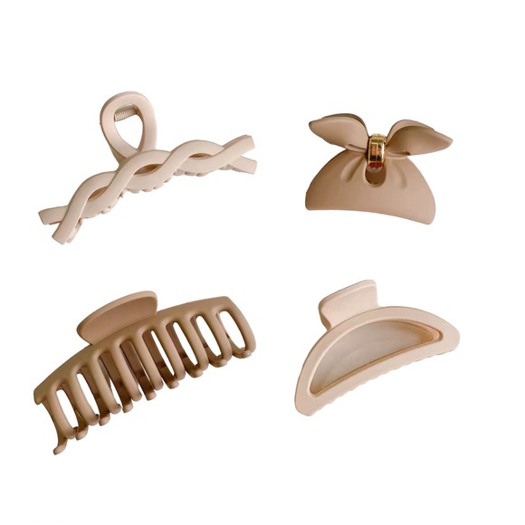 NEW Matte Hair Claw Clips 4 Pack in Milk Coffee and Beige - Picture 10 of 14